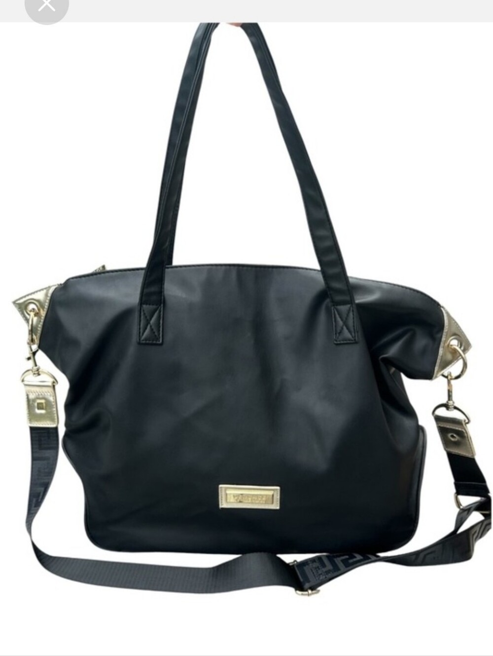 Versace Black Tote Bag/ Coin Wallet wristlet with Gold Accent